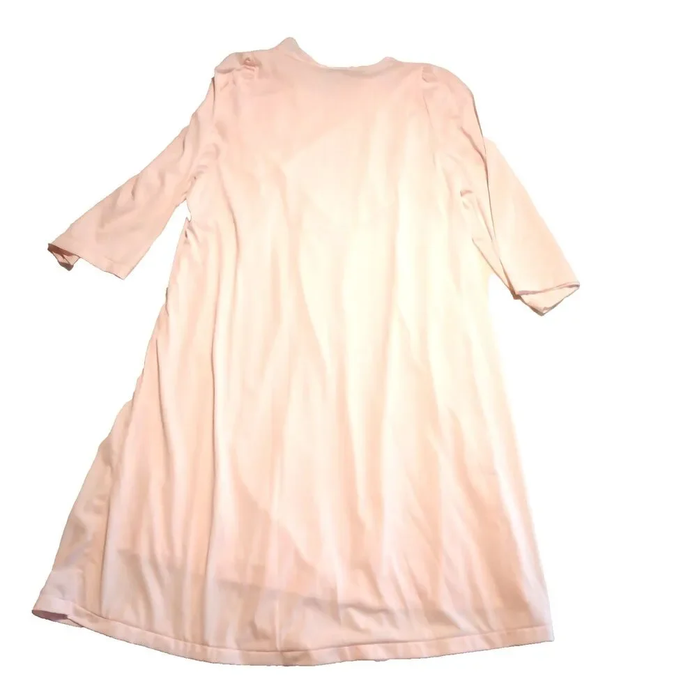 Vtg Shadowline Pink Nightgown & Robe Women’s Embroidery Trim Floral Nylon Size L